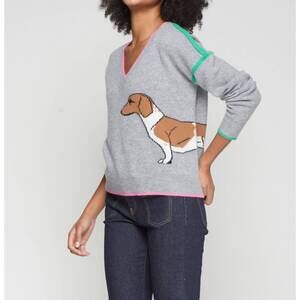 NEW VILAGALLO intarsia dachshund sweater in grey